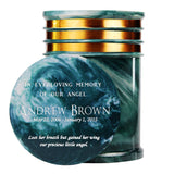 Innovatronix 1 pc. PERSONALIZED Cultured Marble Cremation Urn - Laser engraved with Different Font Design on Top for Adult Sized Human Ashes Made with Marble Dust and Organic Resin, Home Memorial and Funeral Cremation Urn | Available in 10 Colors