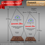 Innovatronix Personalized Laser Engraved Made of Premium Real Crystal Quality Glass 5MM Thick with Customizable Beveled  Wooden Base - Medium and Large