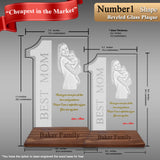 Innovatronix Personalized Laser Engraved Made of Premium Real Crystal Quality Glass 5MM Thick with Customizable Beveled  Wooden Base - Medium and Large