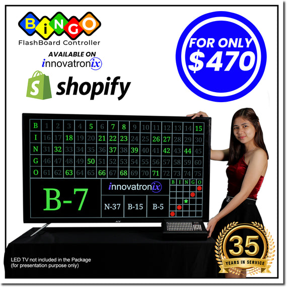 Innovatronix Bingo Flashboard Controller - US version 75 Balls - with 8 Meters / 26 Feet HDMI Cable and DC 5V Power Supply - Use for Games with 1 Year Warranty | TV NOT Included