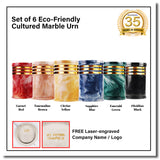Innovatronix 6PCS Cultured Marble Urn - B2B Pricing Dealer Package Discounted - Adult Sized Cremation Urn for Human Ashes, Ground Burial, Home Memorial and Funeral Cremation Urn - With Laser-engrave