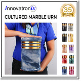 Innovatronix 1 pc. PERSONALIZED Cultured Marble Cremation Urn - Laser engraved with Different Font Design on Top for Adult Sized Human Ashes Made with Marble Dust and Organic Resin, Home Memorial and Funeral Cremation Urn | Available in 10 Colors