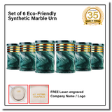 Innovatronix 6PCS Cultured Marble Urn - B2B Pricing Dealer Package Discounted - Adult Sized Cremation Urn for Human Ashes, Ground Burial, Home Memorial and Funeral Cremation Urn - With Laser-engrave