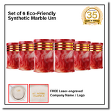 Innovatronix 6PCS Cultured Marble Urn - B2B Pricing Dealer Package Discounted - Adult Sized Cremation Urn for Human Ashes, Ground Burial, Home Memorial and Funeral Cremation Urn - With Laser-engrave