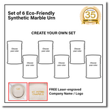 Innovatronix 6PCS Cultured Marble Urn - B2B Pricing Dealer Package Discounted - Adult Sized Cremation Urn for Human Ashes, Ground Burial, Home Memorial and Funeral Cremation Urn - With Laser-engrave
