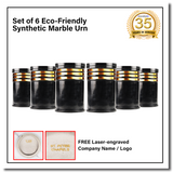 Innovatronix 6PCS Cultured Marble Urn - B2B Pricing Dealer Package Discounted - Adult Sized Cremation Urn for Human Ashes, Ground Burial, Home Memorial and Funeral Cremation Urn - With Laser-engrave