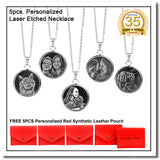 5PCS Personalized Stainless Silver Necklace - Laser-engraved - with Free 5pcs Personalized Red Synthetic Leather Pouch - FREE SHIPPING