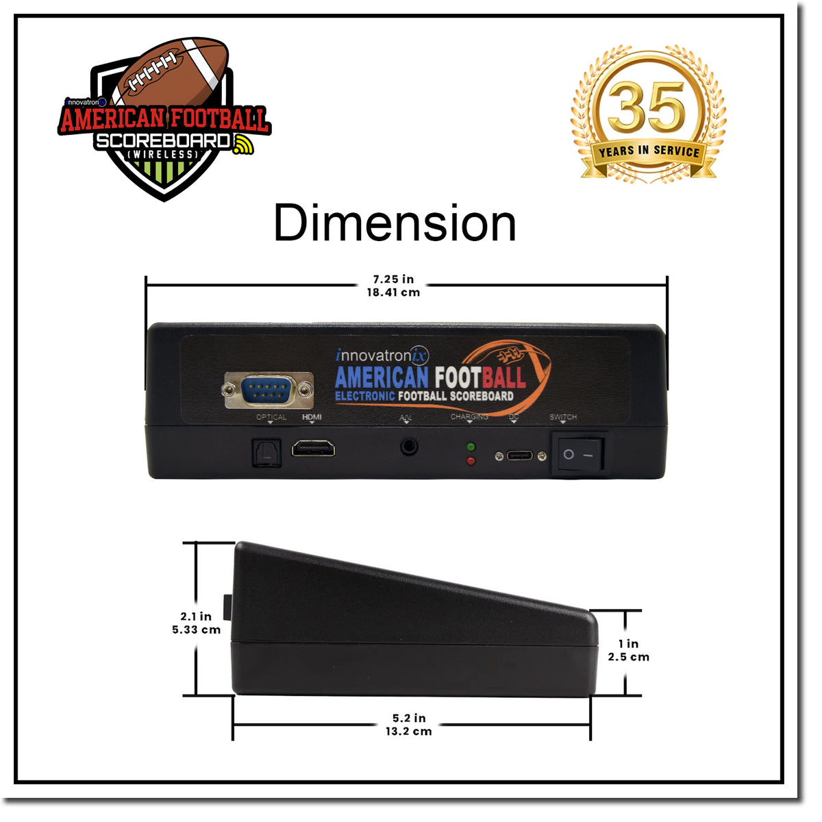 Innovatronix American Football Wireless Scoreboard Controller | Professional American Football Scoreboard System | Wireless Controller | HDMI TV Display (TV not Included) | 1-Year Warranty
