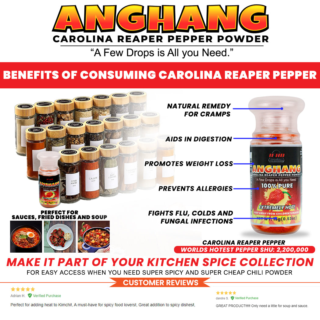 Innovatronix 100% Pure Carolina Reaper Pepper Powder (0.53 oz / 15 grams each) | World's Hottest Pepper | Box of 20 or Box of 100