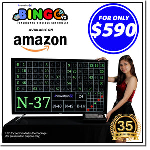 Innovatronix Bingo v2 Flashboard Wireless Controller (Now with Wi-Fi) - US version 75 Balls - Use for Games with 1 Year Warranty | TV NOT Included