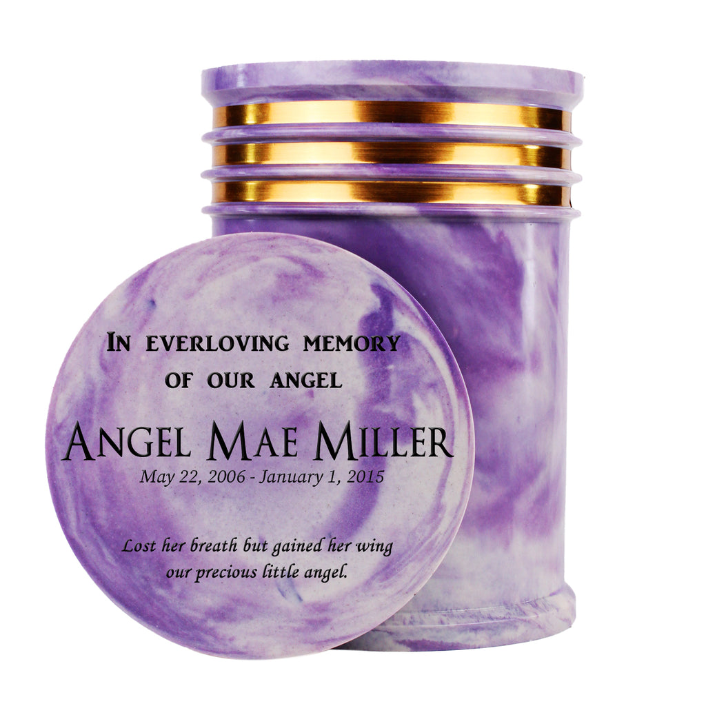 Innovatronix 1 pc. PERSONALIZED Cultured Marble Cremation Urn - Laser engraved with Different Font Design on Top for Adult Sized Human Ashes Made with Marble Dust and Organic Resin, Home Memorial and Funeral Cremation Urn | Available in 10 Colors