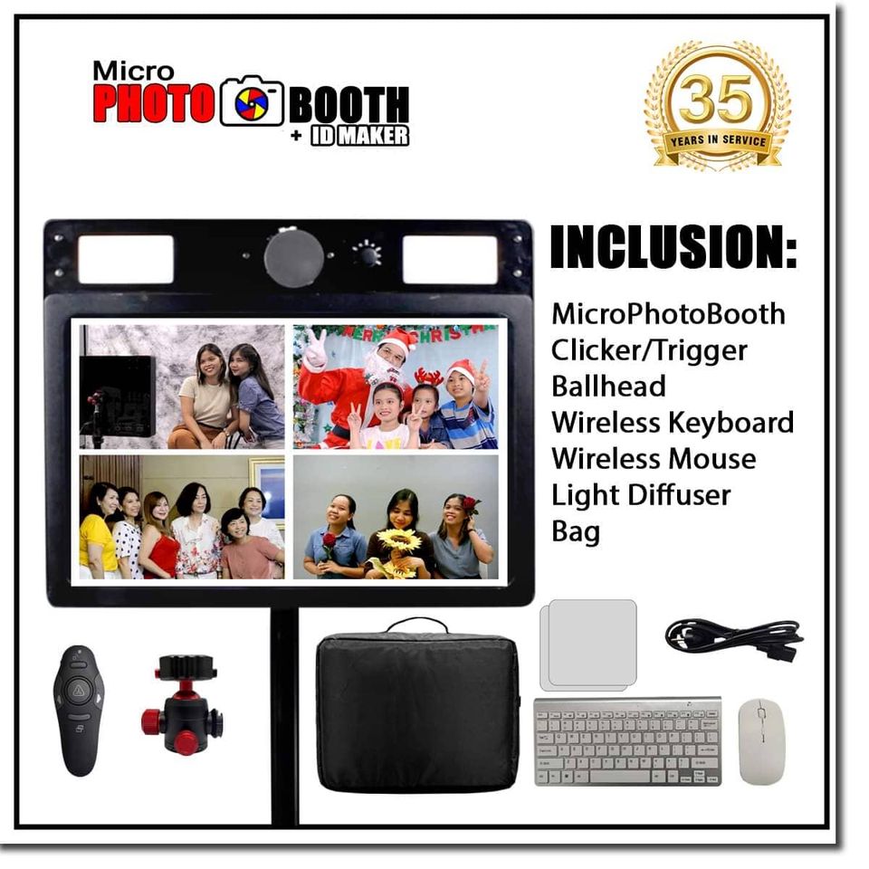 Innovatronix MicroPhotoBooth + IDMaker - Portable Micro Photo Booth with Green Screen, Software on Windows 10 Operating System, 15.5 Inches Touch Screen Monitor with Built-In Camera and Continuous Light for Parties, Events, and Occasions 1 Year Warranty