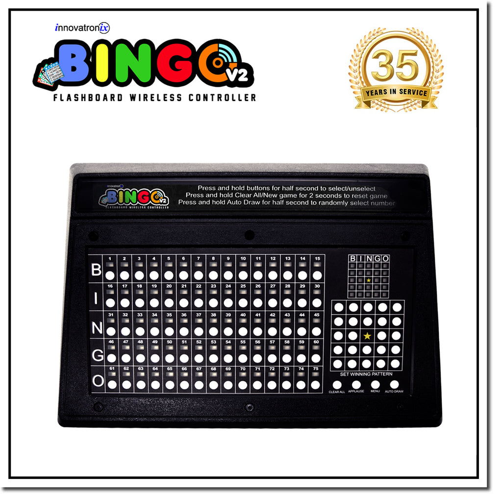 Innovatronix Bingo v2 Flashboard Wireless Controller (Now with Wi-Fi) - US version 75 Balls - Use for Games with 1 Year Warranty | TV NOT Included