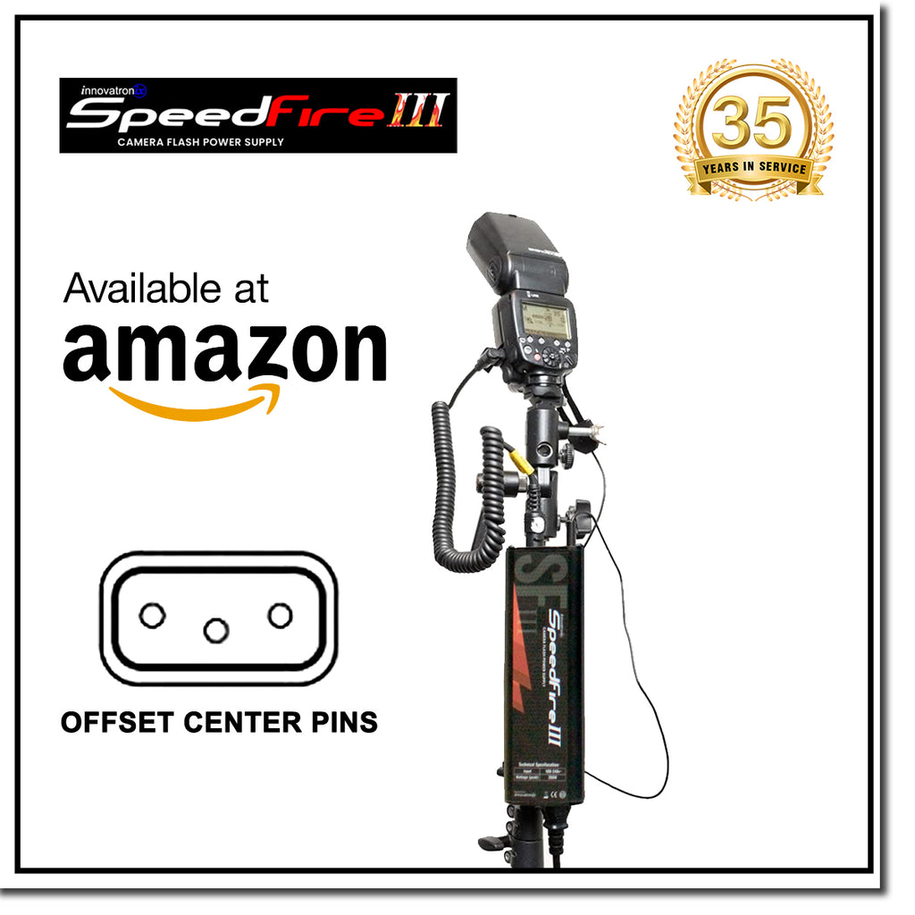 Innovatronix SpeedFire III External Power Supply for Speedlites with OFFSET CENTER PINS - SB-800, SB-900, SB-910, SB-5000, SB80DX, SB28DX, SB28, SB27, SB26, SB25, SB24. SB20, SB11, SB22, Voking VK750