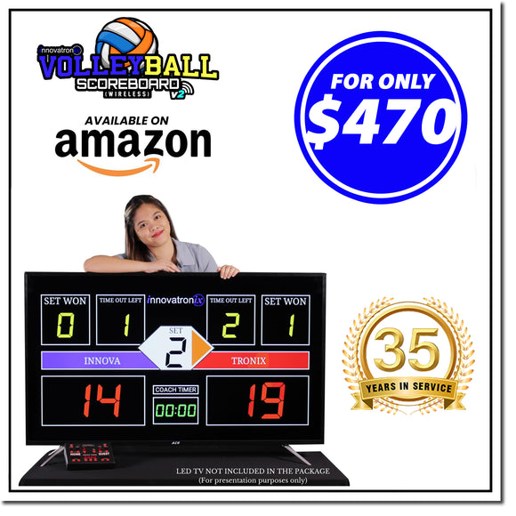 INNOVATRONIX Volleyball Scoreboard v2 Wireless Connection - Controller with 10 Meters / 32.8 Feet, 1 Meter / 3.28 Feet HDMI Cable and Typ-C Power Supply - with 1 Year Warranty | TV NOT Included