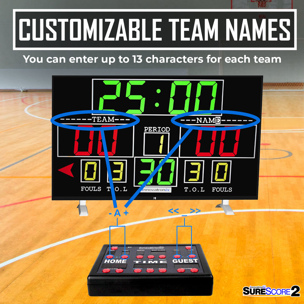 SureScore 2, Basketball scoreboard, wireless scoreboard, scoreboard for sale