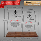 Innovatronix Personalized Laser Engraved Made of Premium Real Crystal Quality Glass 5MM Thick with Customizable Beveled  Wooden Base - Medium and Large