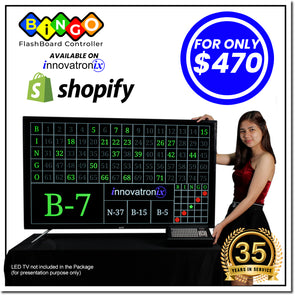Innovatronix Bingo Flashboard Controller - US version 75 Balls - with 8 Meters / 26 Feet HDMI Cable and DC 5V Power Supply - Use for Games with 1 Year Warranty | TV NOT Included