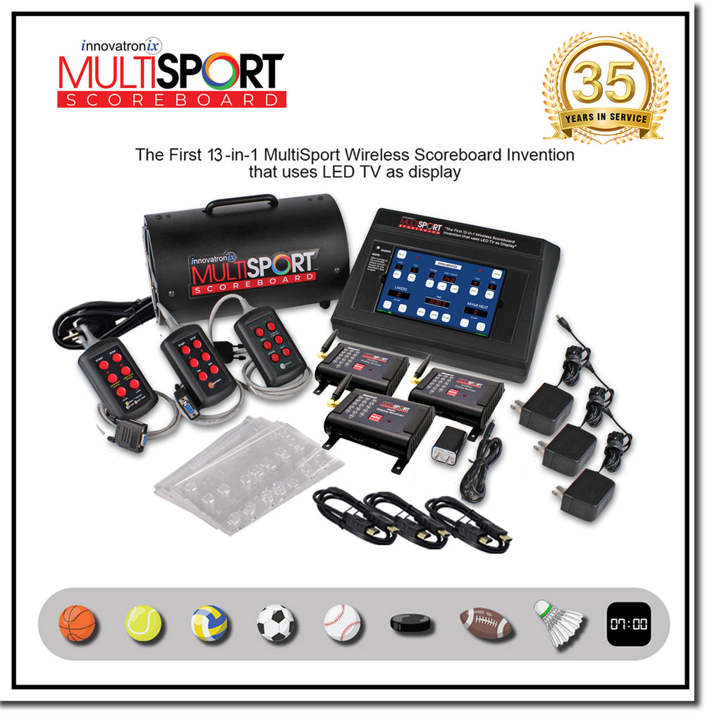 Innovatronix 14-in-1 MultiSport Wireless Scoreboard | 13 Dedicated Sport Scoring System | Use regular TV as Display with 1 Year Warranty | TV NOT Included