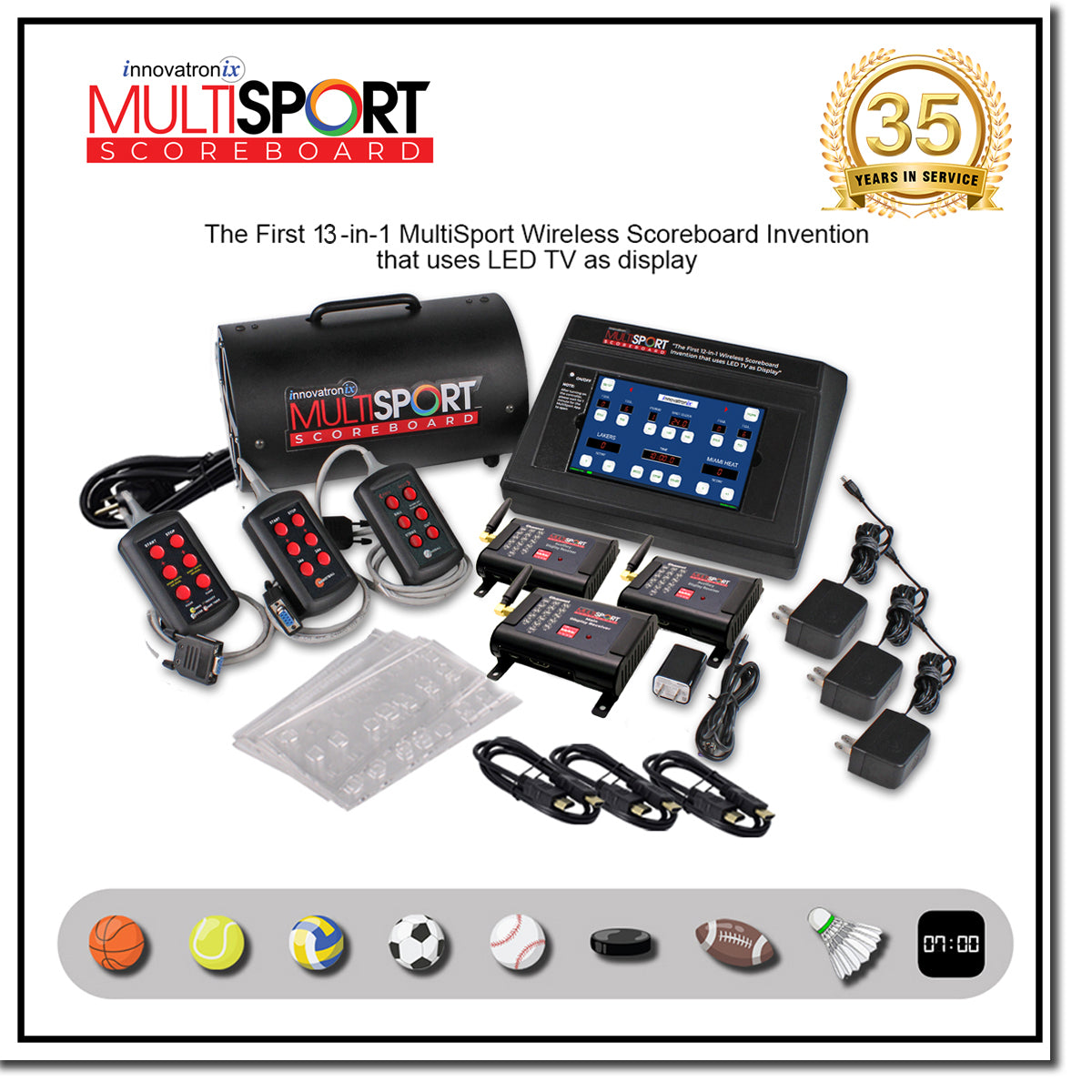 Innovatronix 14-in-1 MultiSport Wireless Scoreboard | 13 Dedicated Sport Scoring System | Use regular TV as Display with 1 Year Warranty | TV NOT Included