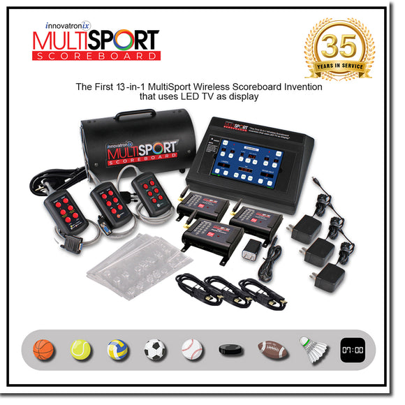 Innovatronix 13-in-1 MultiSport Wireless Scoreboard | 13 Dedicated Sport Scoring System | Use regular TV as Display with 1 Year Warranty | TV NOT Included