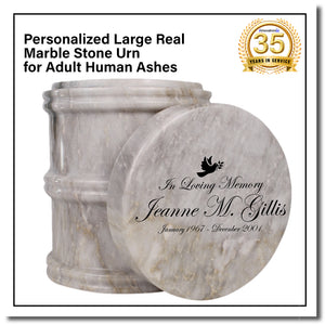 Innovatronix 1Piece Custom Personalized Handmade Large Real Marble Stone Urn for Adult Human Ashes | with Laser Engrave | Cremation Urn | Suitable for Ground Burial And Home Memorial | 8.75 x 7.5 Inches - SHIPPING FEE OF $29
