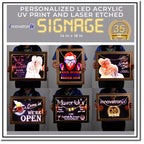 Personalized/Customized Acrylic Glass LED Signage - FREE EDIT & LAYOUT - Full Color UV & Laser-etched Printing -Free Shipping