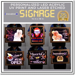 Personalized/Customized Acrylic Glass LED Signage - FREE EDIT & LAYOUT - Full Color UV & Laser-etched Printing -Free Shipping