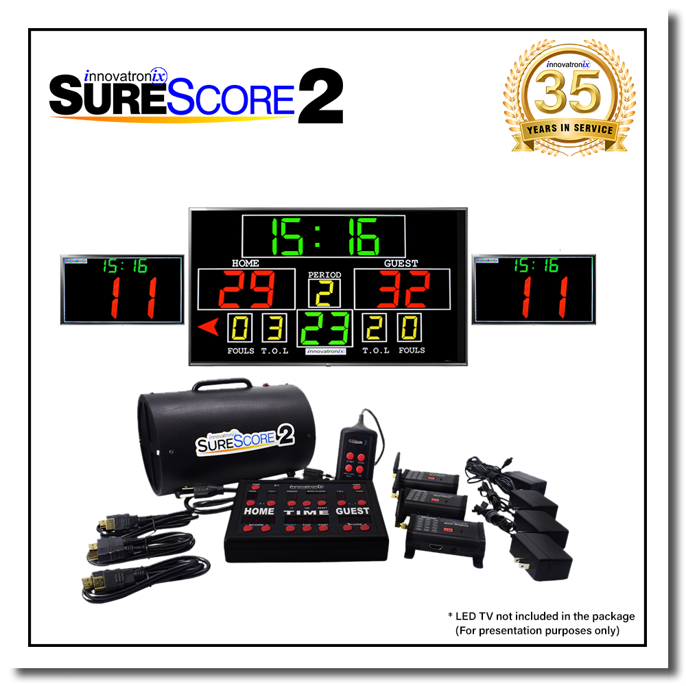 SureScore2 Portable Wireless Basketball Scoreboard | Use regular TV as display - TV NOT Included