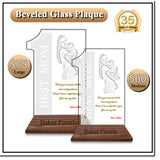 Innovatronix Personalized Laser Engraved Made of Premium Real Crystal Quality Glass 5MM Thick with Customizable Beveled  Wooden Base - Medium and Large
