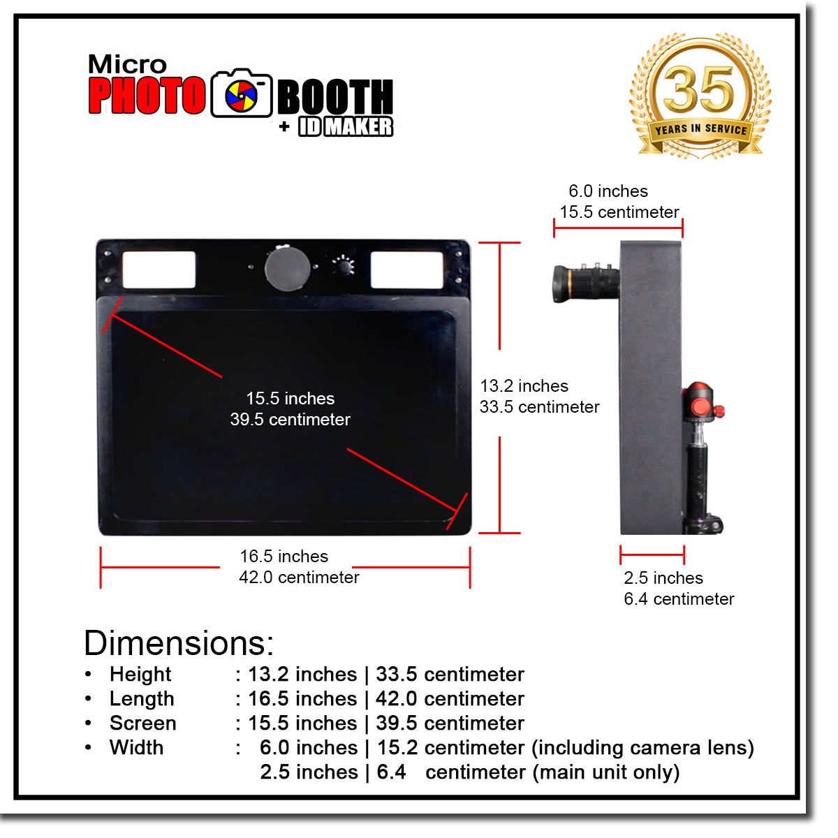 Innovatronix MicroPhotoBooth + IDMaker - Portable Micro Photo Booth with Green Screen, Software on Windows 10 Operating System, 15.5 Inches Touch Screen Monitor with Built-In Camera and Continuous Light for Parties, Events, and Occasions 1 Year Warranty