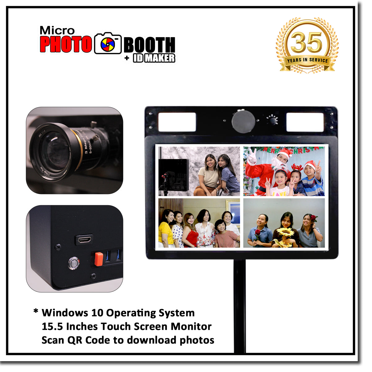Innovatronix MicroPhotoBooth + IDMaker - Portable Micro Photo Booth with Green Screen, Software on Windows 10 Operating System, 15.5 Inches Touch Screen Monitor with Built-In Camera and Continuous Light for Parties, Events, and Occasions 1 Year Warranty