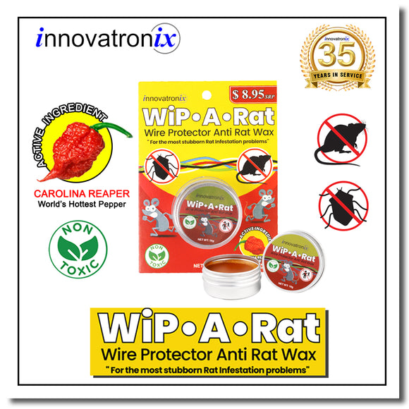 Wip A Rat 10g Dealer's Pack - 100 pieces (Wire Protector Anti Rat Wax) / (Non-toxic mouse / Insect / Rat / Pest repellent ) / Rat repellent wax (for Wires / Car Automotive Wirings / Gas Hose) (Mouse Trap ) with FREE Glove